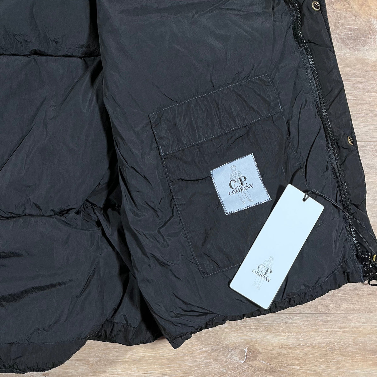 C.P. Company Eco-Chrome R Mixed Down Lens Gilet in Black
