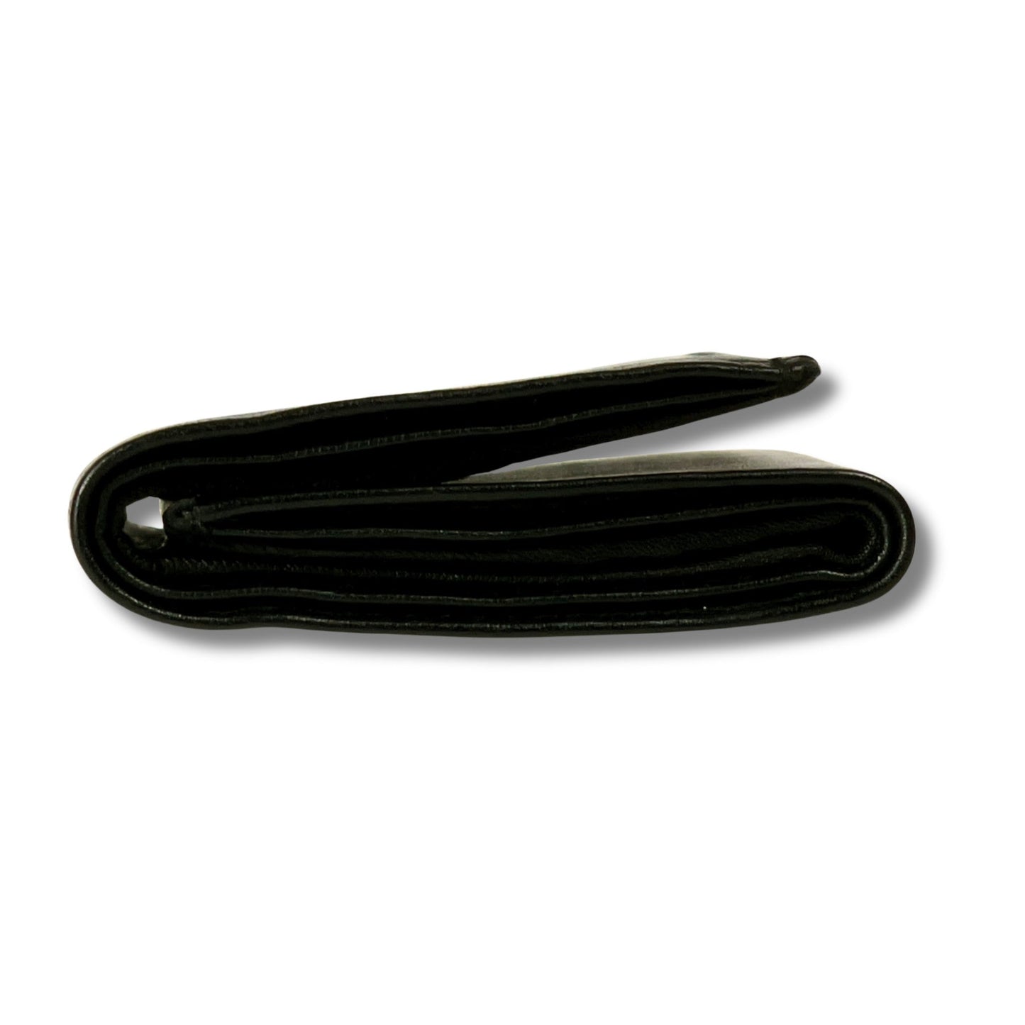 Black Nappa Leather Unisex Trifold Wallet with RFID Blocking