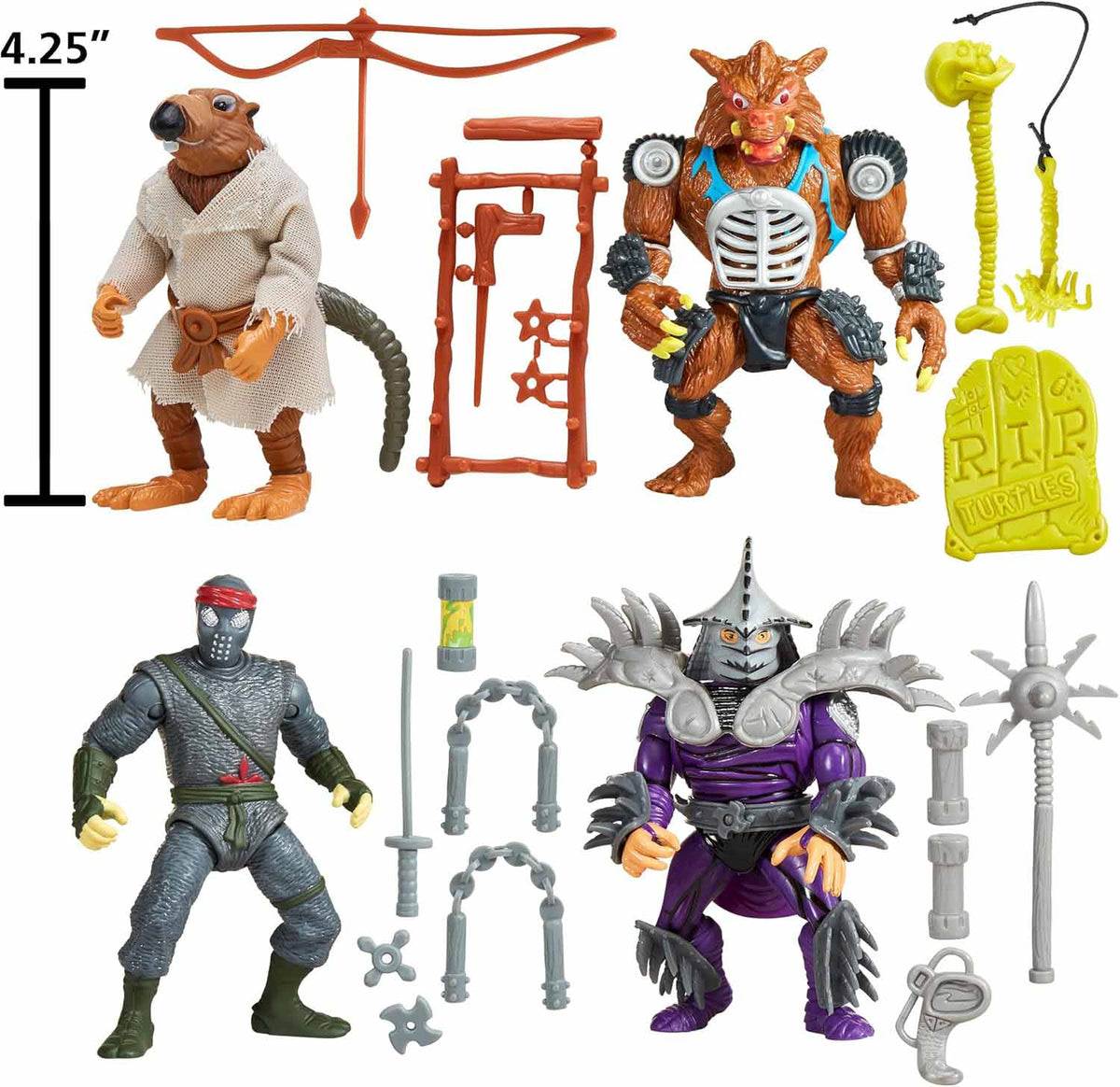 Teenage Mutant Ninja Turtles 4 Inch Action Figure Classic Movie Star 4-Pack - (Splinter - Rahzar - Foot Soldier - Super Shredder) Bundle
