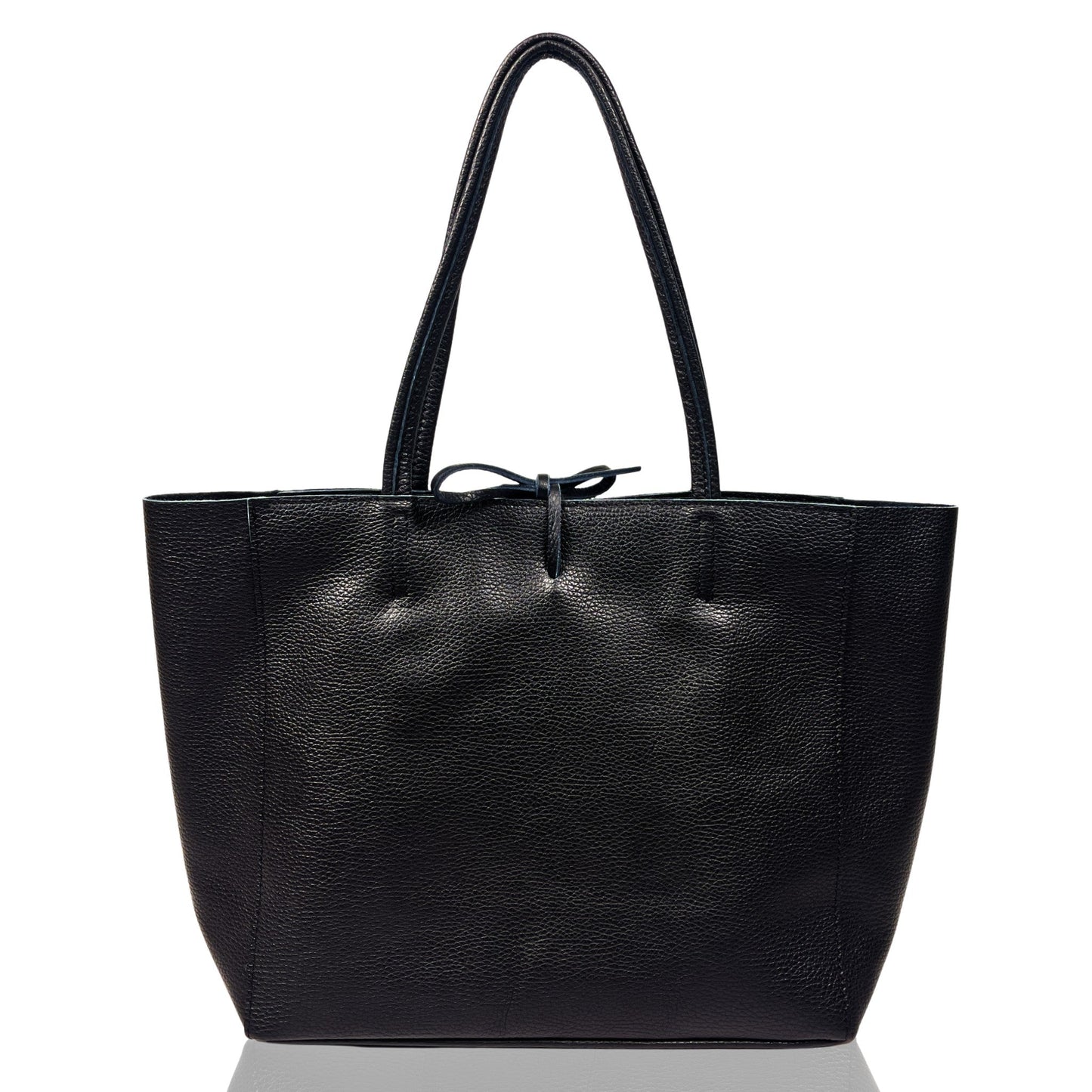A Handcrafted Black Real Italian Leather Tote Bag