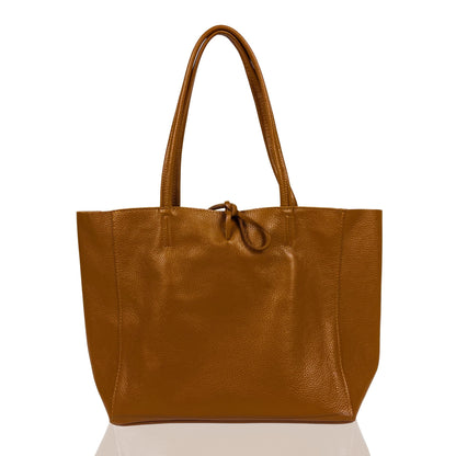 A Handcrafted Dark Tan Real Italian Leather Tote Bag