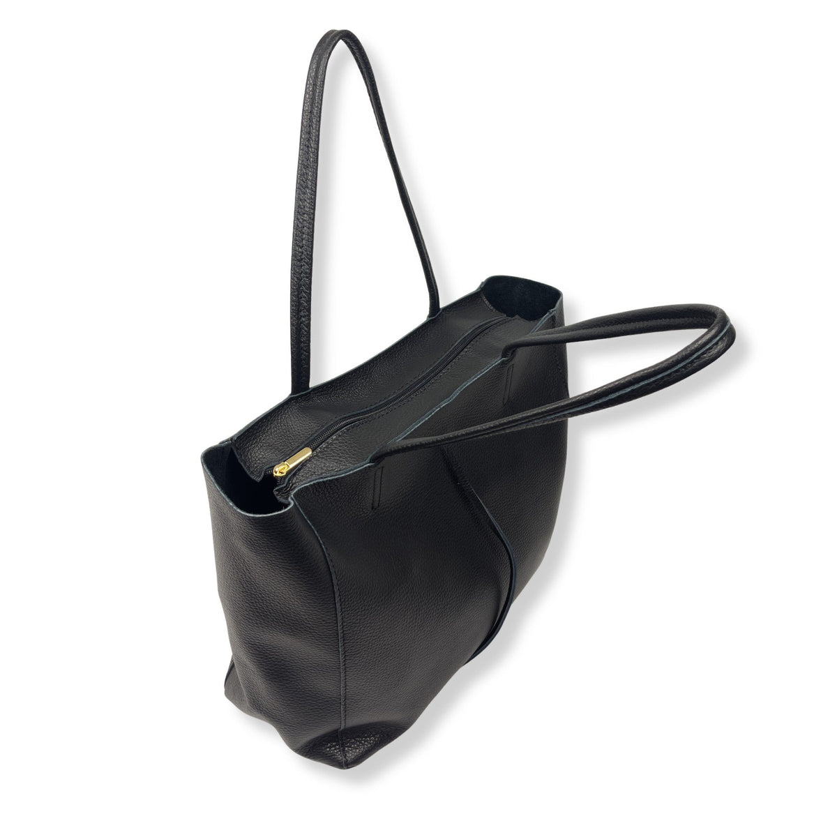 A Handcrafted Black Real Italian Leather Tote Bag