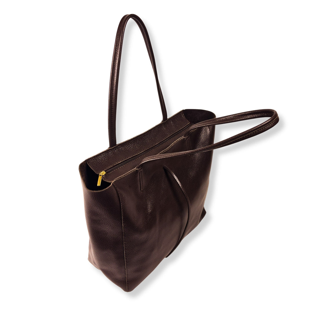 A Handcrafted Dark Chocolate Real Italian Leather Tote Bag