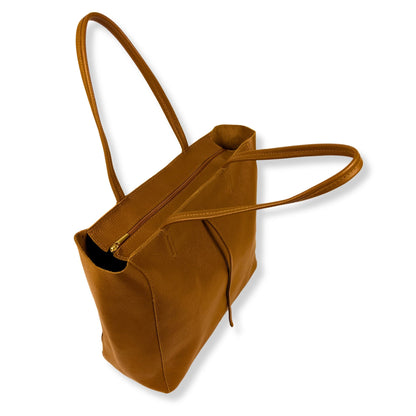 A Handcrafted Dark Tan Real Italian Leather Tote Bag