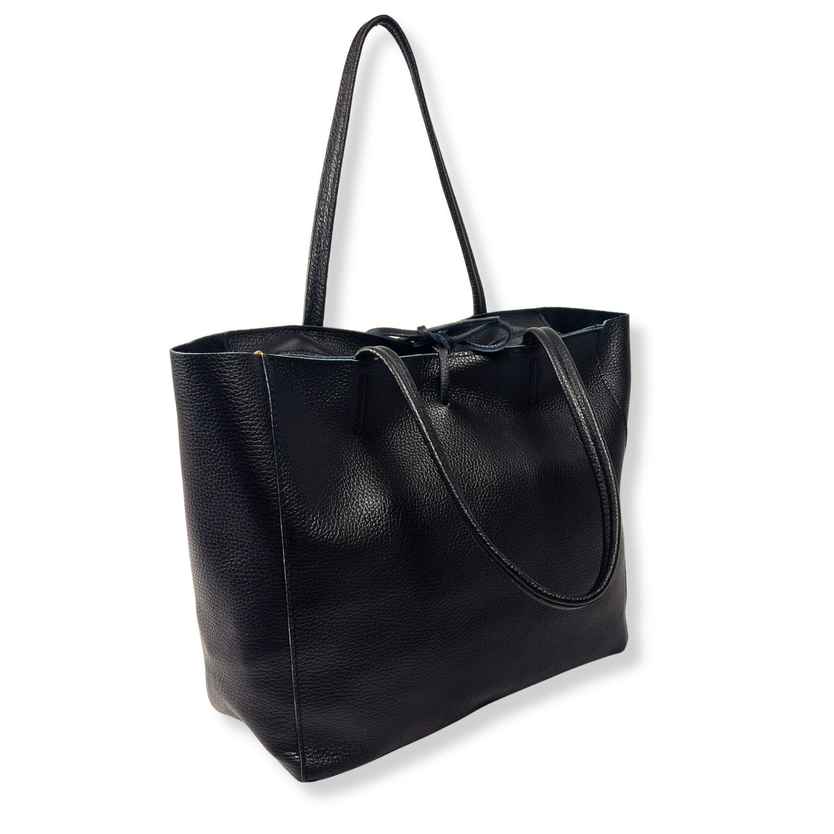 A Handcrafted Black Real Italian Leather Tote Bag