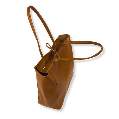A Handcrafted Dark Tan Real Italian Leather Tote Bag