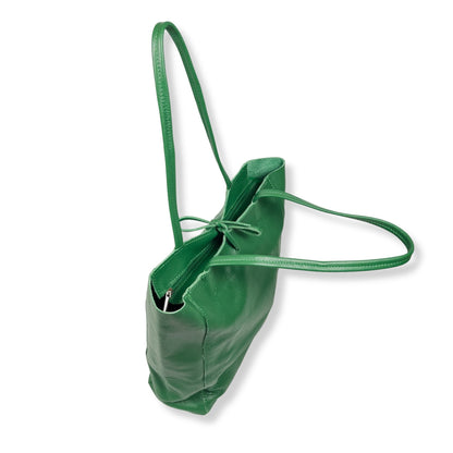 A Handcrafted Green Real Italian Leather Tote Bag