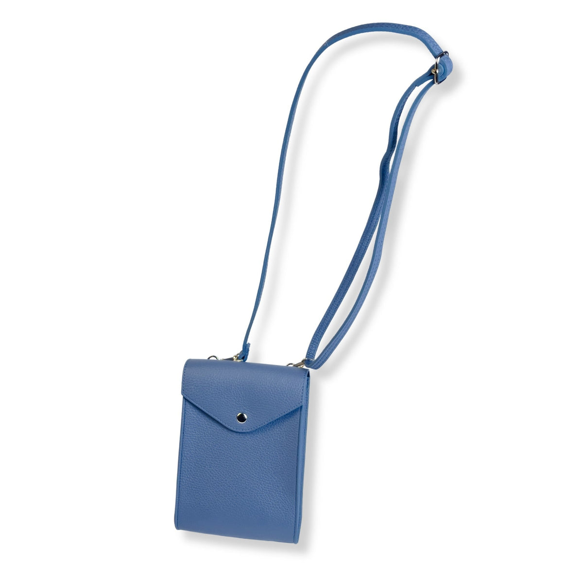 A Handcrafted Denim Blue Real Italian Leather Crossbody Phone Bag