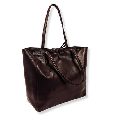 A Handcrafted Dark Chocolate Real Italian Leather Tote Bag