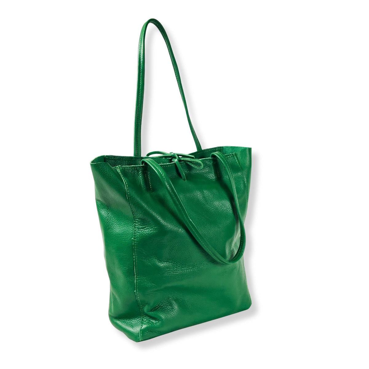 A Handcrafted Green Real Italian Leather Tote Bag