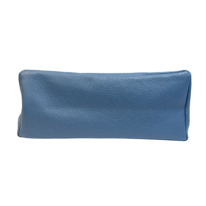 A Handcrafted Denim Blue Real Italian Leather Tote Bag