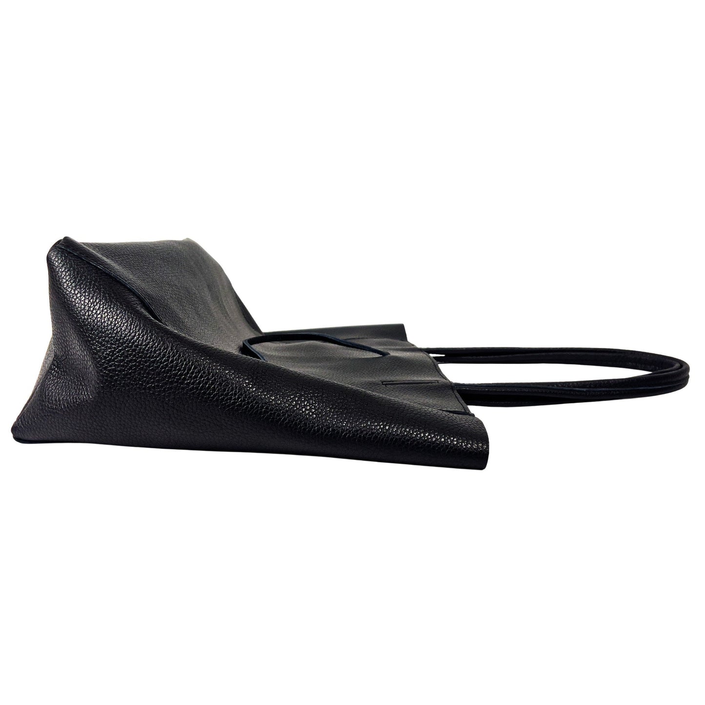 A Handcrafted Black Real Italian Leather Tote Bag