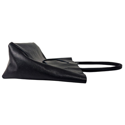 A Handcrafted Black Real Italian Leather Tote Bag