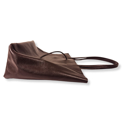 A Handcrafted Dark Chocolate Real Italian Leather Tote Bag