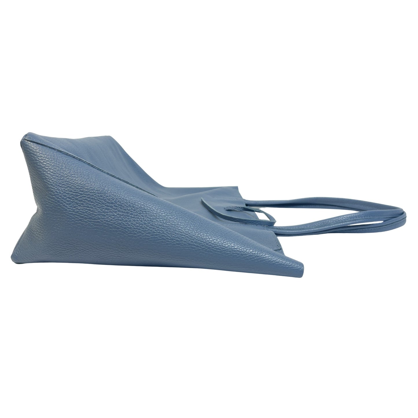 A Handcrafted Denim Blue Real Italian Leather Tote Bag