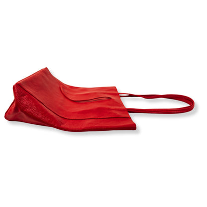 A Handcrafted Red Real Italian Leather Tote Bag