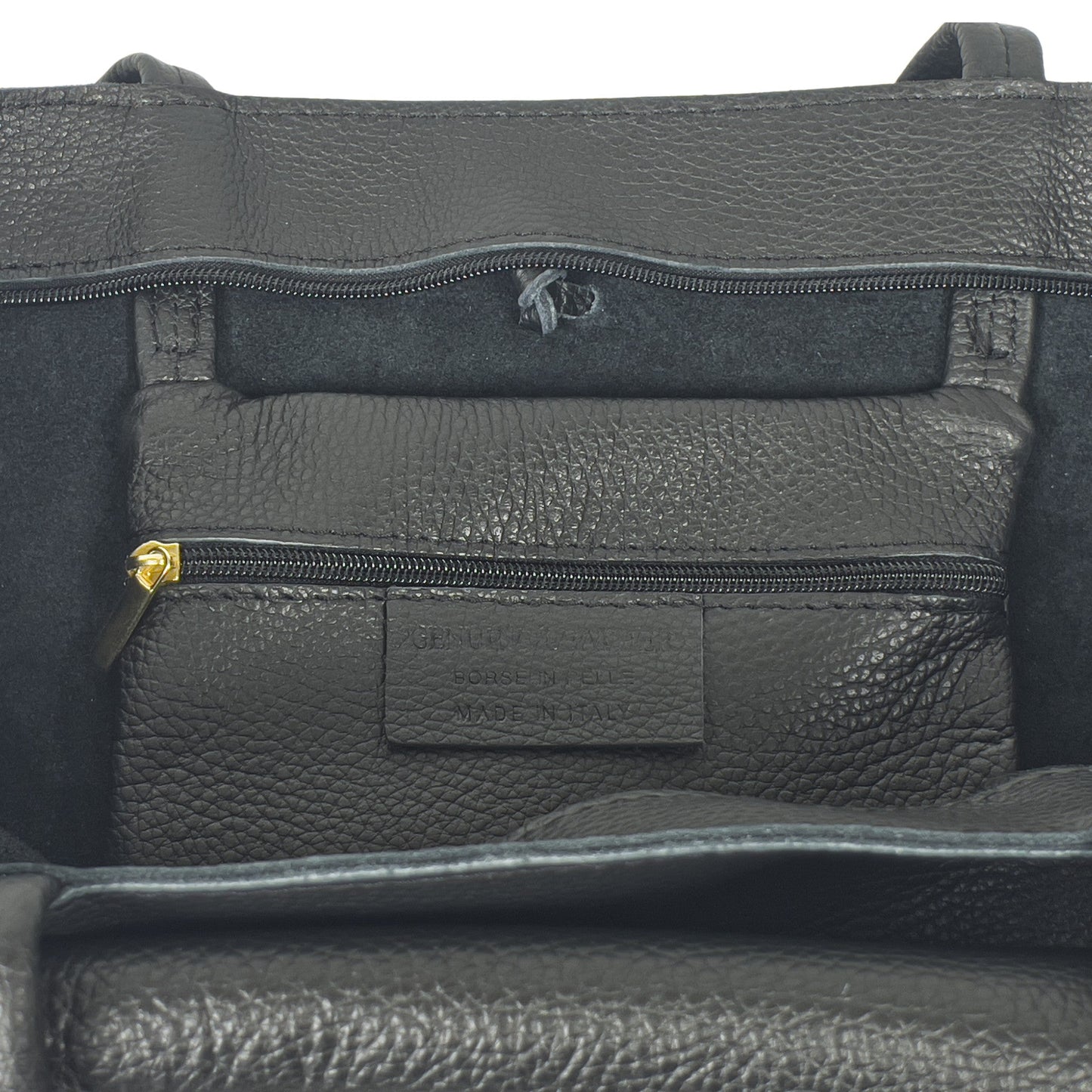 A Handcrafted Black Real Italian Leather Tote Bag