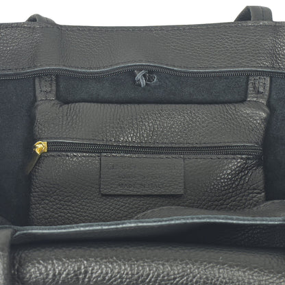A Handcrafted Black Real Italian Leather Tote Bag