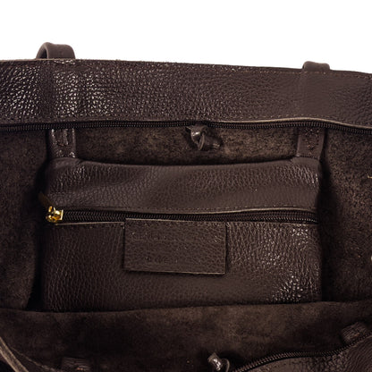 A Handcrafted Dark Chocolate Real Italian Leather Tote Bag
