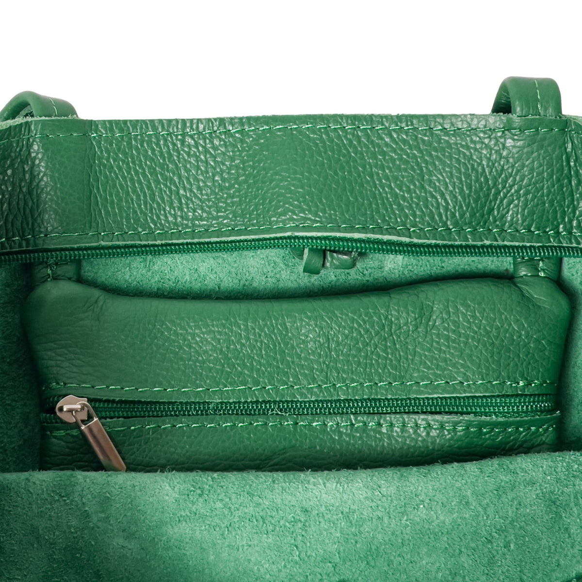 A Handcrafted Green Real Italian Leather Tote Bag