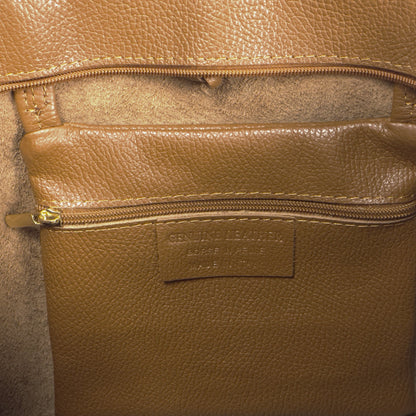 A Handcrafted Dark Tan Real Italian Leather Tote Bag