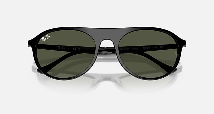 Ray Ban RB2215 Polished Black Frame with Green Lenses