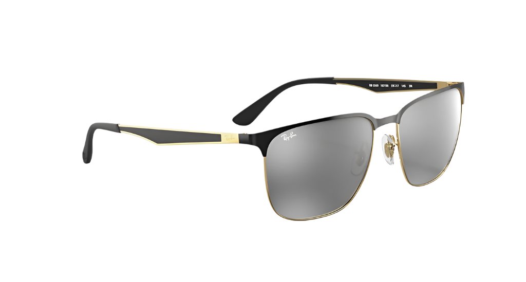 Ray Ban RB3569 Polished Black on Gold Grey Mirror Silver Gradient