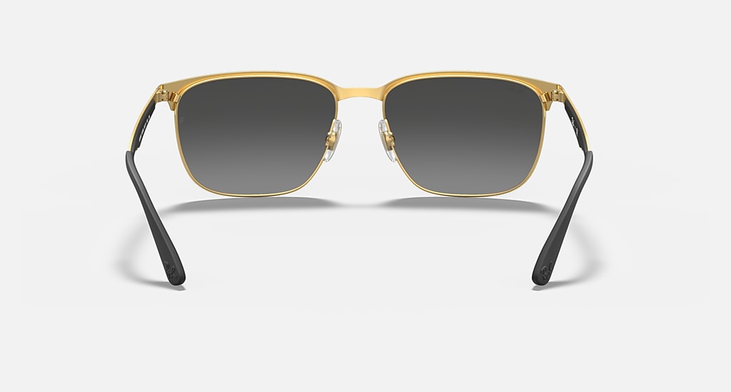 Ray Ban RB3569 Polished Black on Gold Grey Mirror Silver Gradient