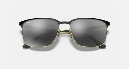 Ray Ban RB3569 Polished Black on Gold Grey Mirror Silver Gradient
