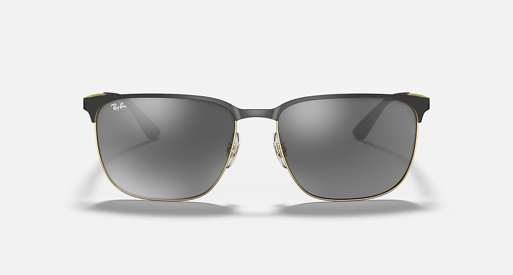 Ray Ban RB3569 Polished Black on Gold Grey Mirror Silver Gradient