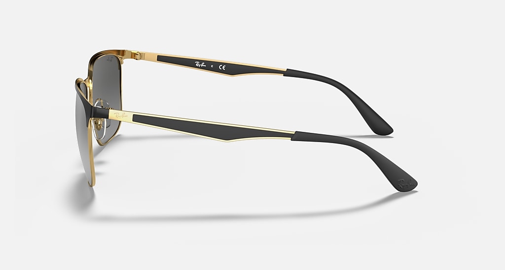 Ray Ban RB3569 Polished Black on Gold Grey Mirror Silver Gradient