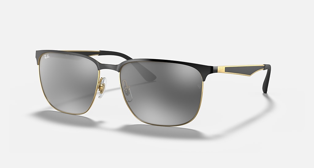 Ray Ban RB3569 Polished Black on Gold Grey Mirror Silver Gradient