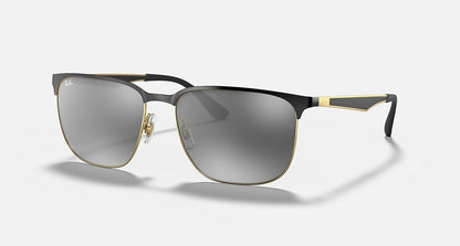 Ray Ban RB3569 Polished Black on Gold Grey Mirror Silver Gradient