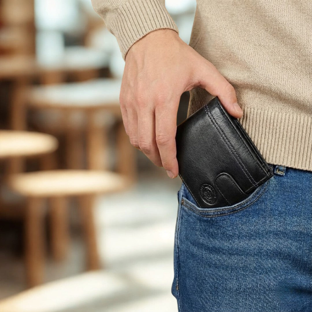 Men's RFID Real Nappa Leather Bifold Wallet