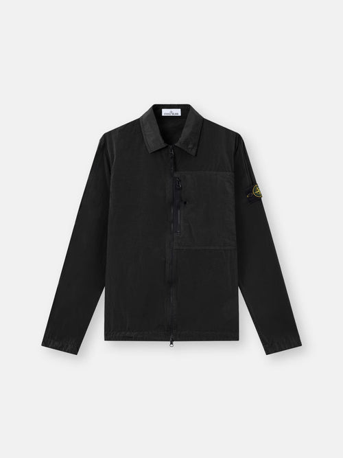 Stone Island Nylon Metal Chest Pocket Overshirt in Black