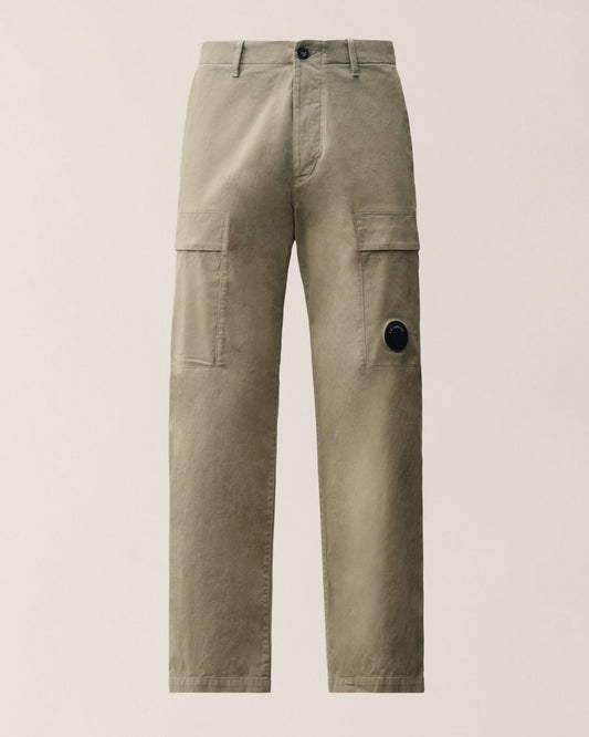 C.P. Company Stretch Sateen Lens Cargo Pants in Fallen Rock - Beige