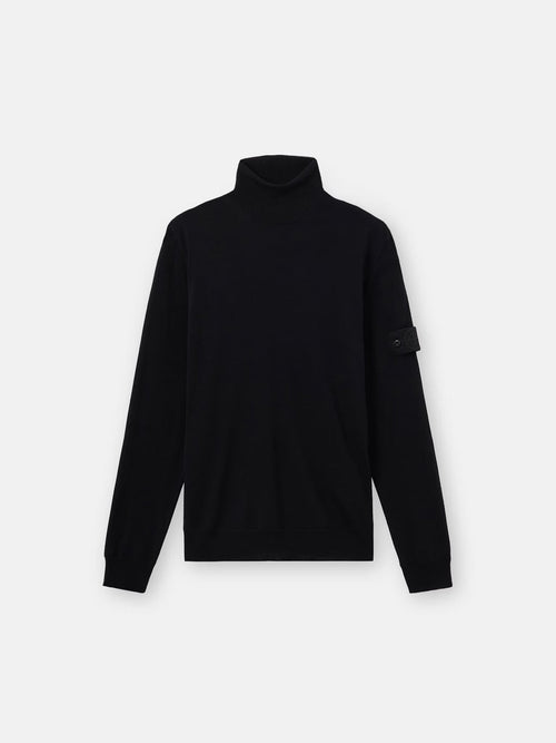Stone Island Ghost Light Pure RWS Wool Turtleneck Jumper in Black