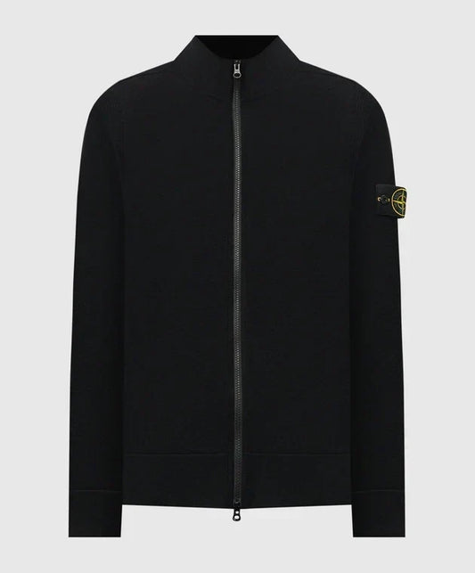 Stone Island Knit Full Zip Fleece In Black