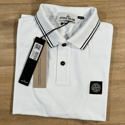 Stone Island Patch Logo Polo Shirt in White