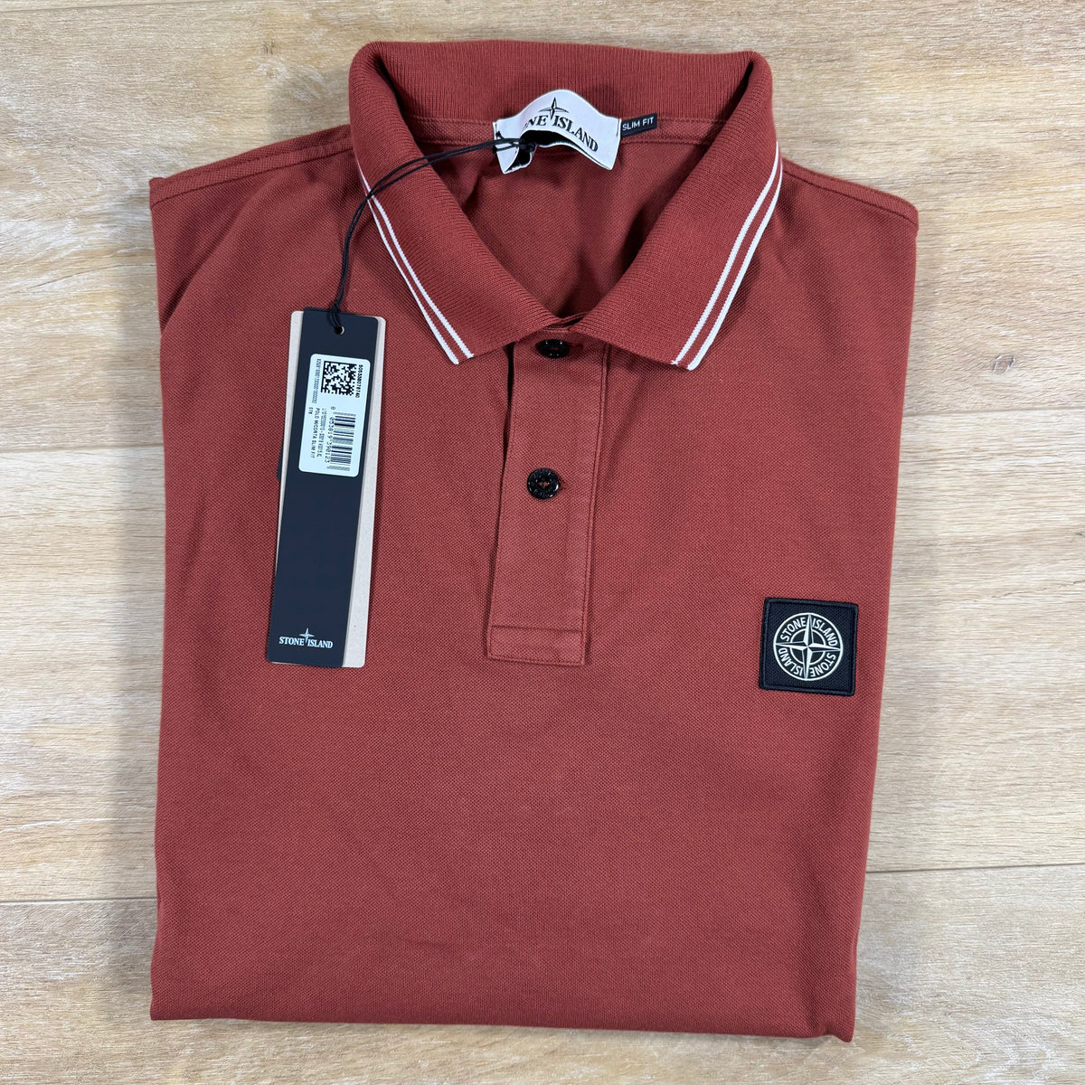 Stone Island Patch Logo Polo Shirt in Brick Red