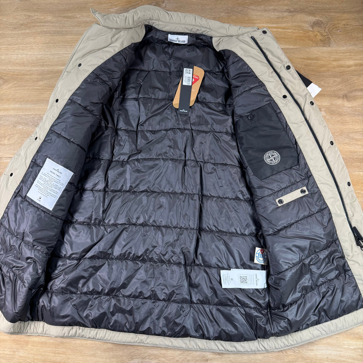 Stone Island Micro Twill Padded Car Coat in Desert