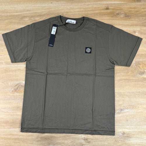 Stone Island Compass Patch Logo T-Shirt in Military Green