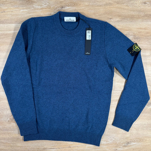 Stone Island Lambswool Crewneck Jumper in Steel Blue