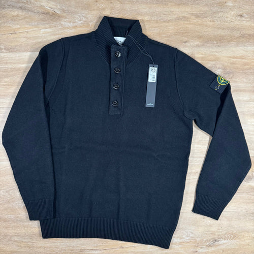 Stone Island Lambswool Half-Zip Jumper in Black