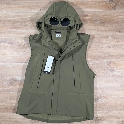 C.P. Company Shell-R Goggle Gilet in Elmwood Green