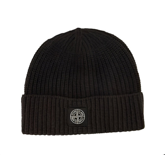 Stone Island Wool Beanie In Lead Grey