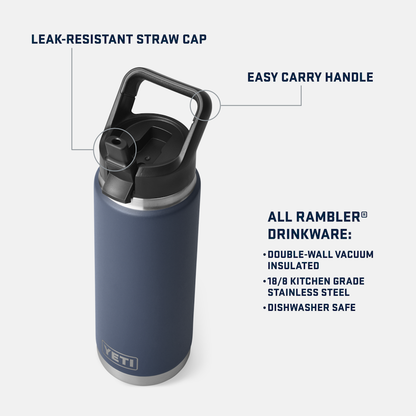 Yeti Rambler 26oz Water Bottle with Straw Cap