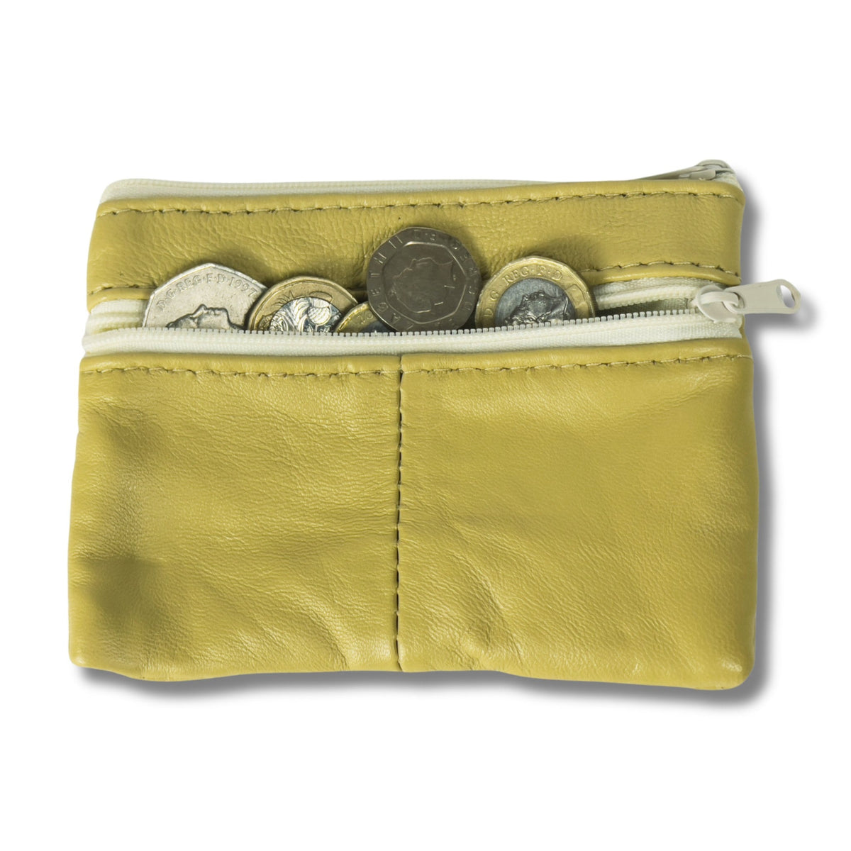 Leather Coin Purse with Multi-Zip pockets and keyring