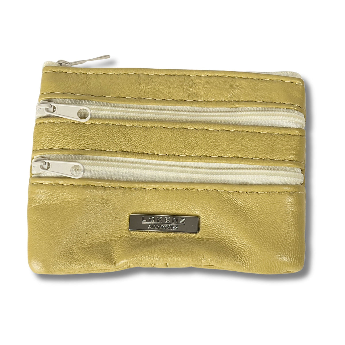 Leather Coin Purse with Multi-Zip pockets and keyring