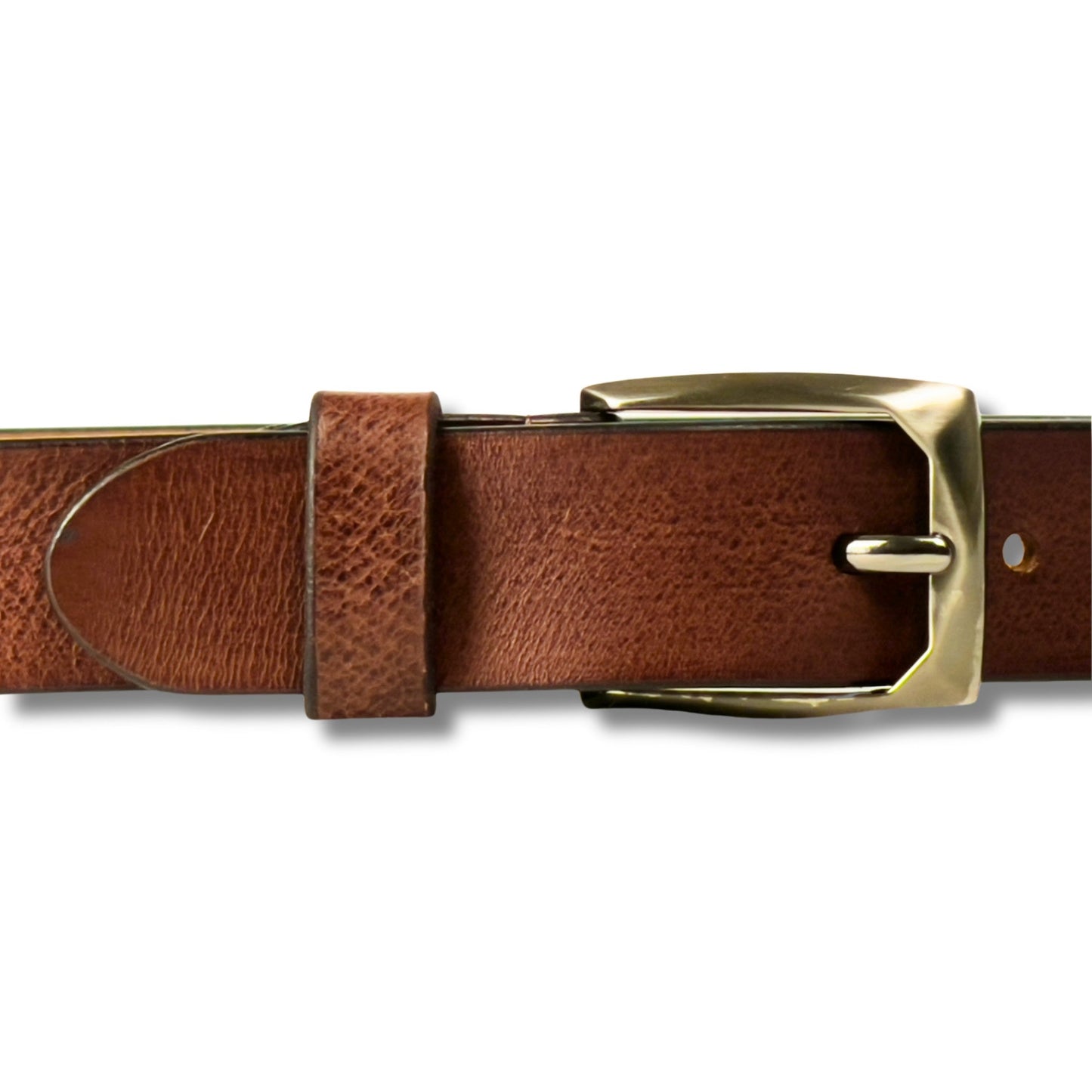 Full-Grain Real Leather Belt with Gunmetal Buckle